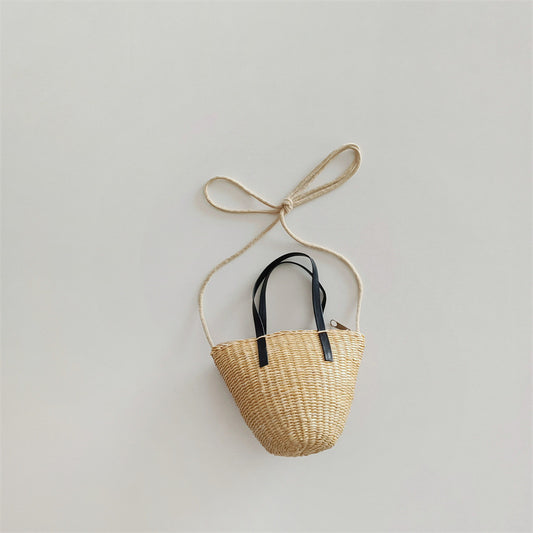 Woven vegetable basket crossbody bag