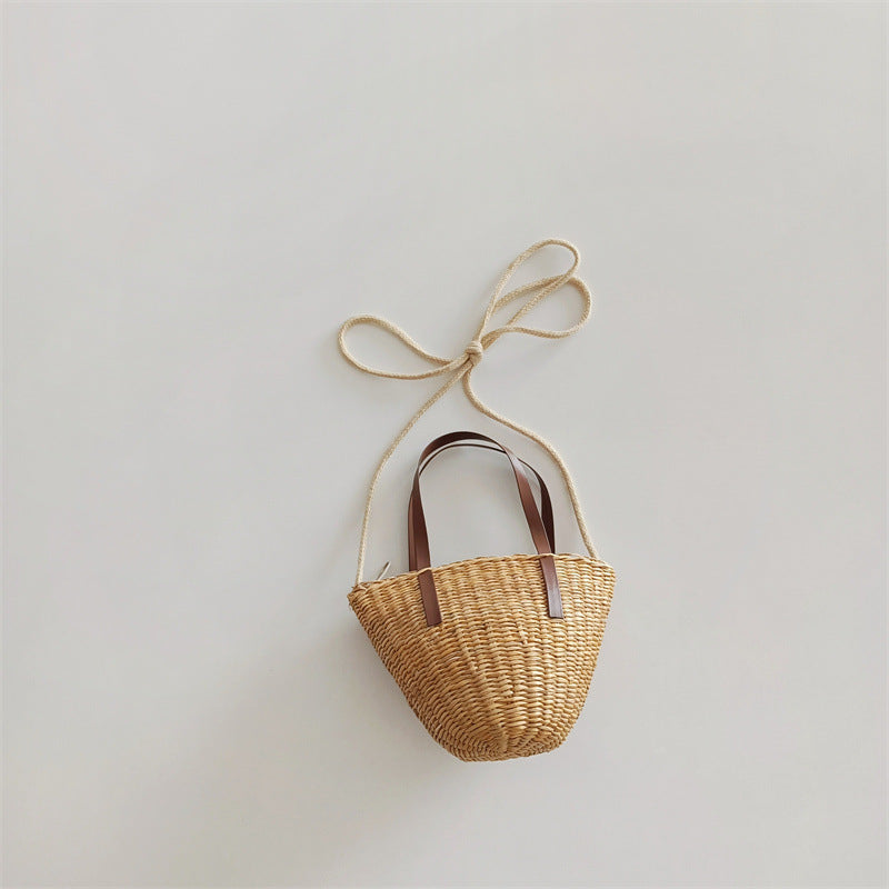 Woven vegetable basket crossbody bag