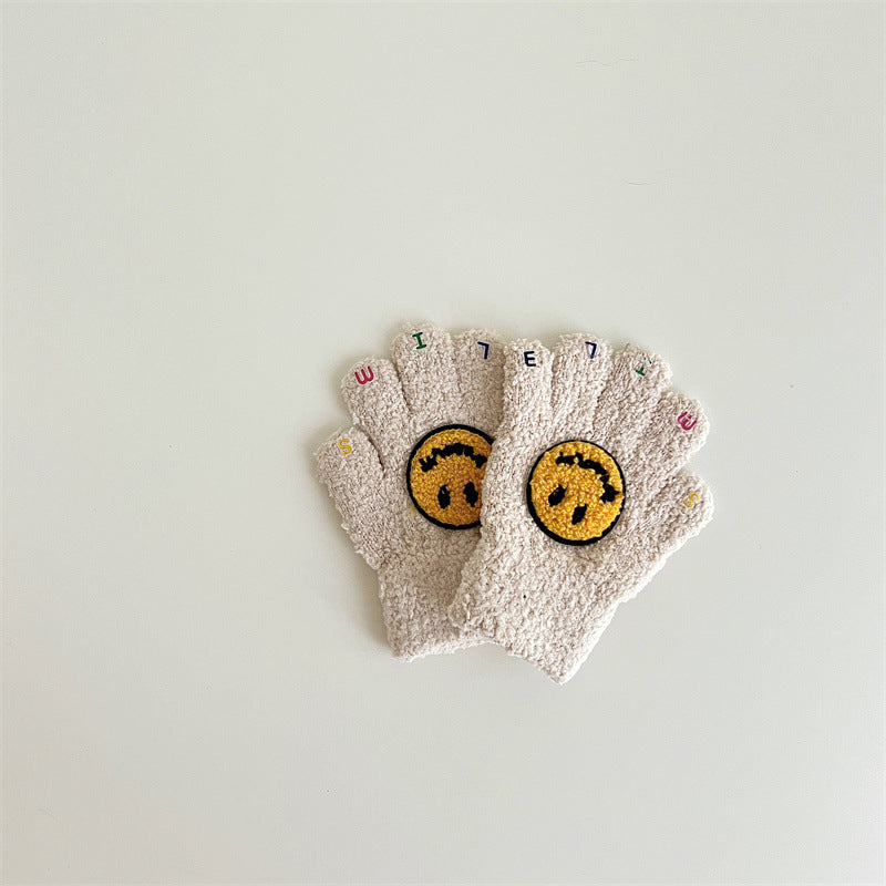 Smiling Face Children's Plush Gloves