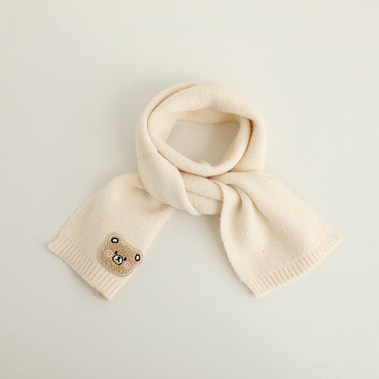 Knitted cartoon bear scarf