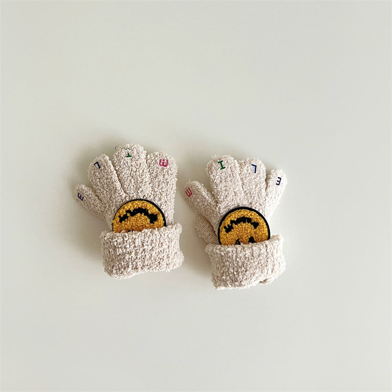 Smiling Face Children's Plush Gloves